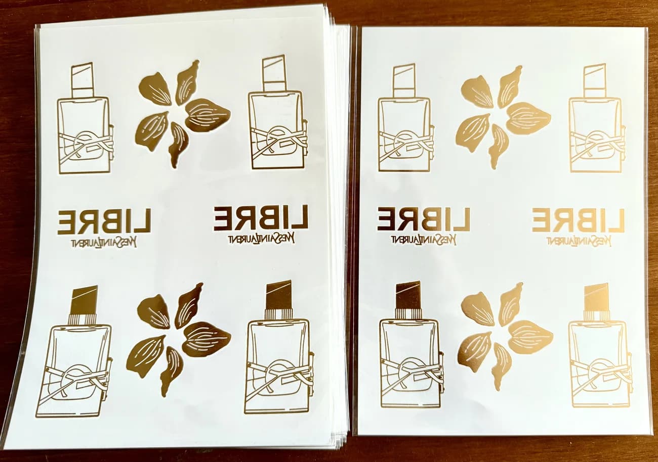 YSL Libre gold branded temporary tattoo sheets