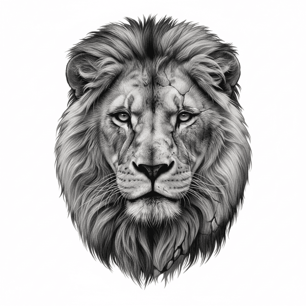 Lion & marble — Realistic