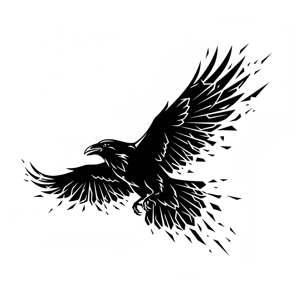 Shattered raven — Blackwork