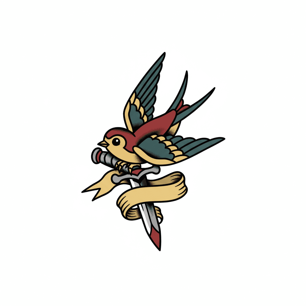 Swallow & dagger — Traditional (American Old School)