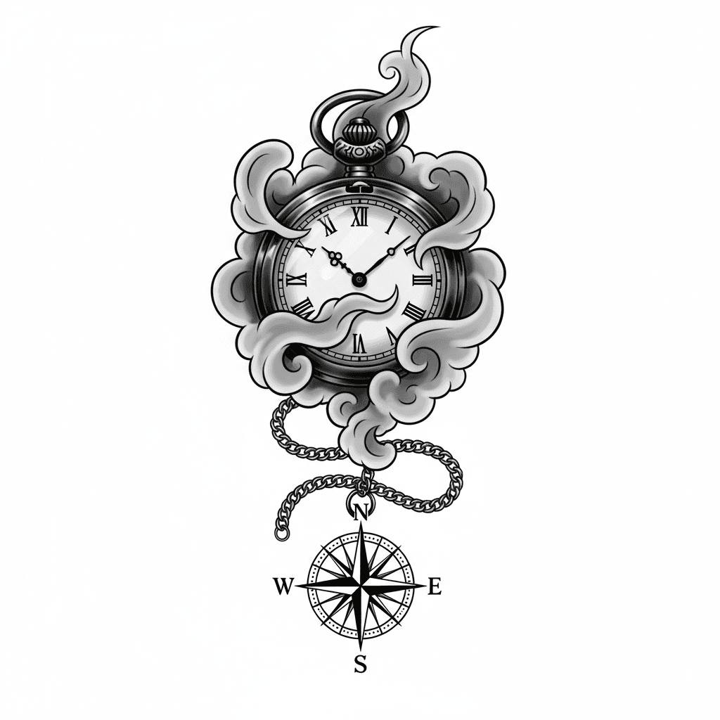 Timepiece & smoke — Black & grey