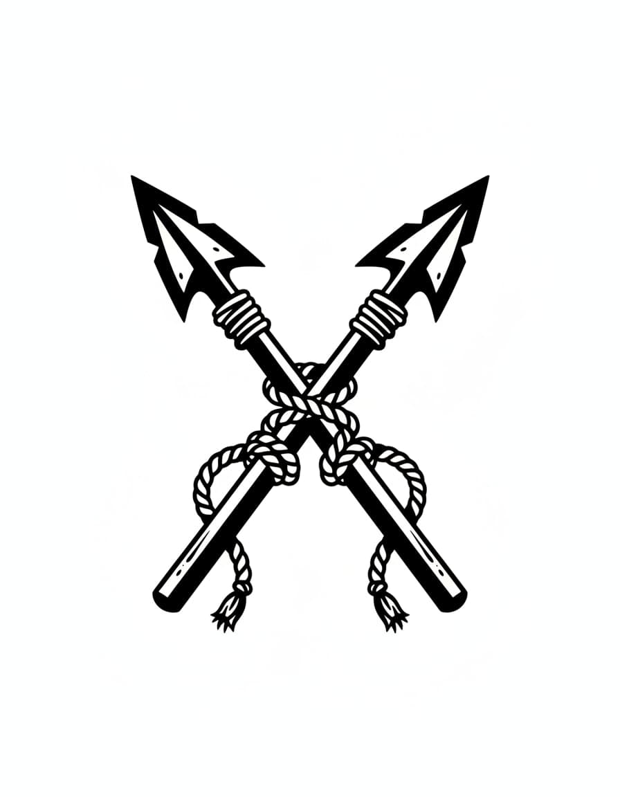 Blackwork Crossed Harpoons Temporary Tattoo