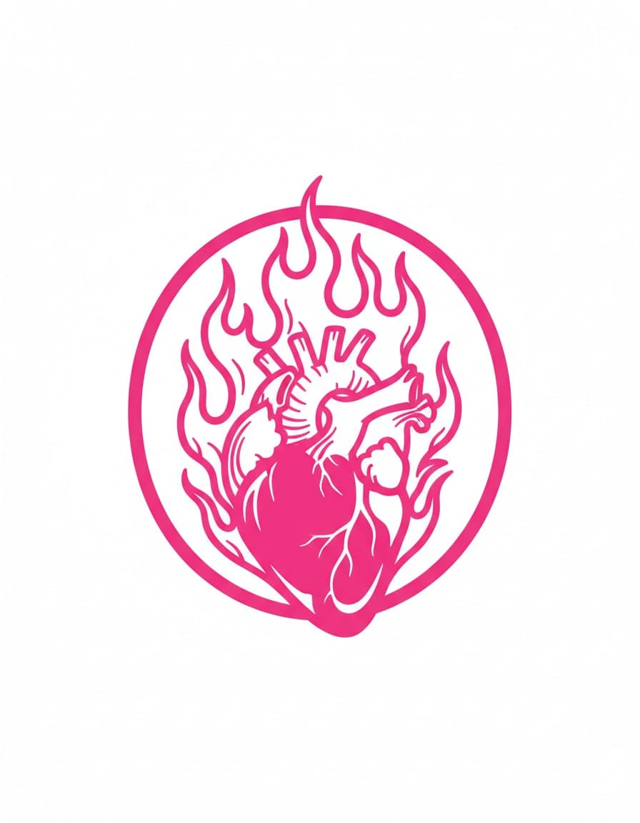 Fluo Flame Heart Temporary Tattoo