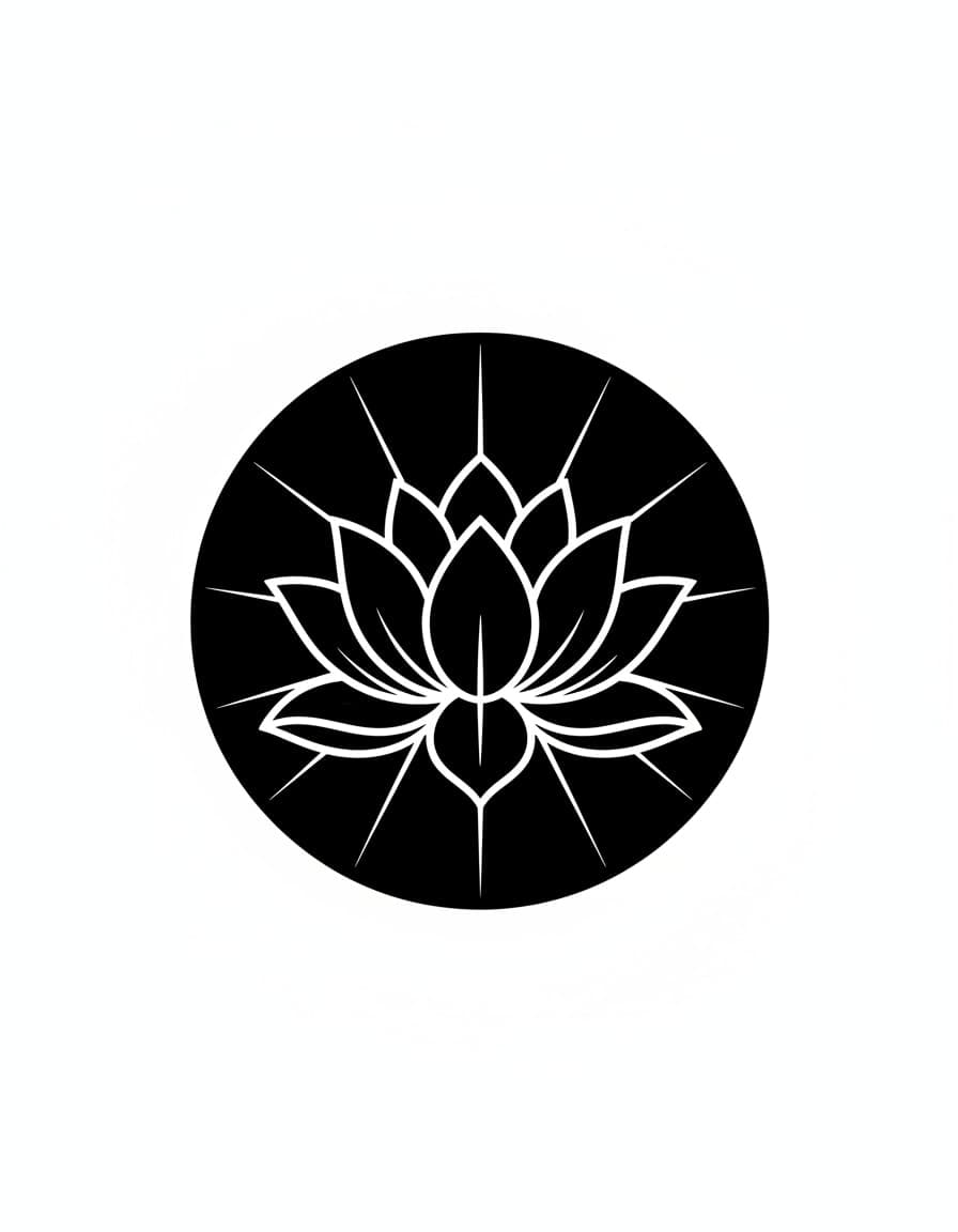 Blackwork Lotus Negative Mandala Temporary Tattoo — view 1