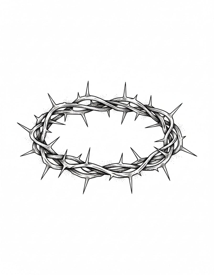 Dotwork Crown of Thorns Temporary Tattoo