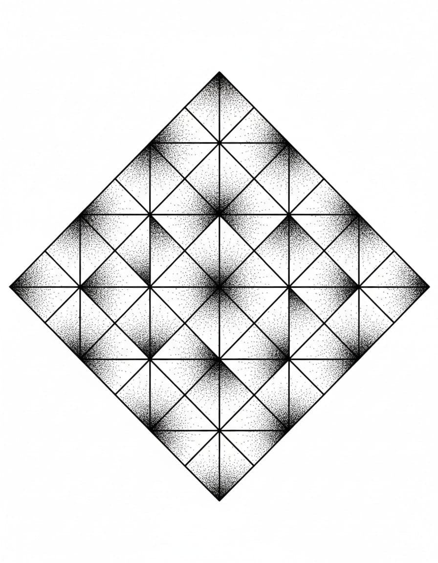 Dotwork Shaded Diamond Grid Temporary Tattoo