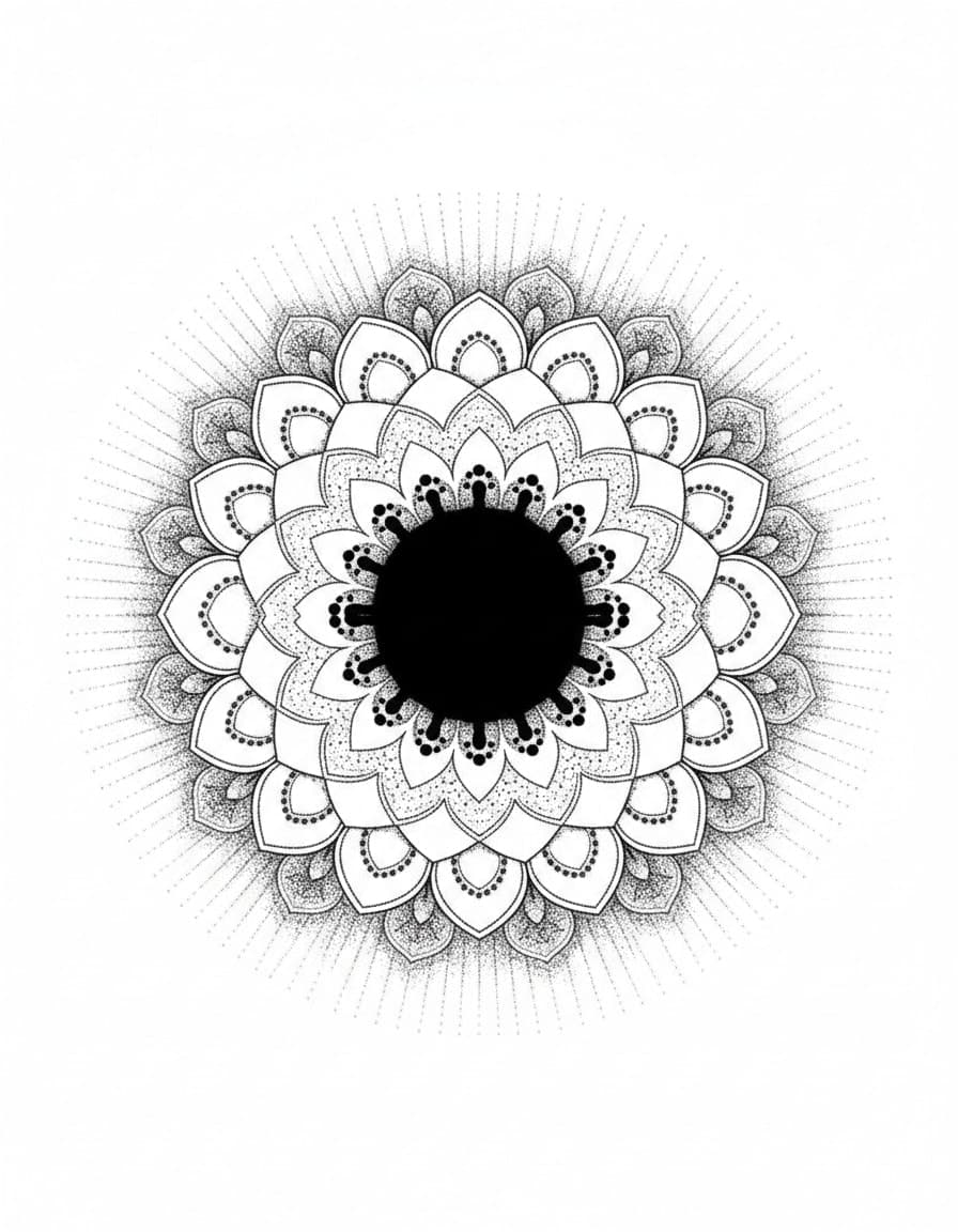 Dotwork Starburst Mandala Temporary Tattoo — view 1