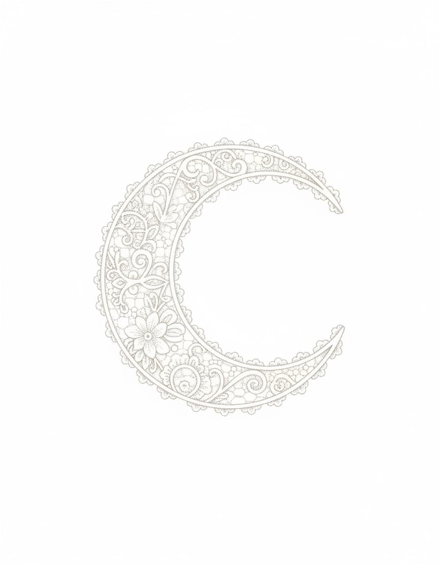 White Lace Crescent Temporary Tattoo
