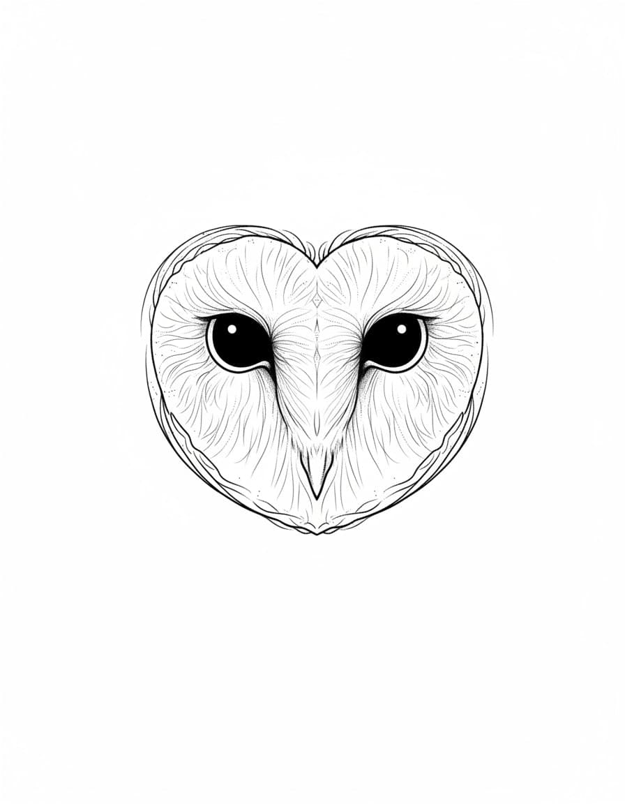Fine Line Barn Owl Face Temporary Tattoo — view 1