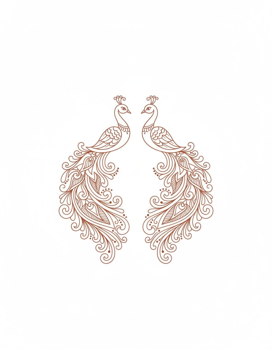Henna-Style Peacock Pair Temporary Tattoo — view 1