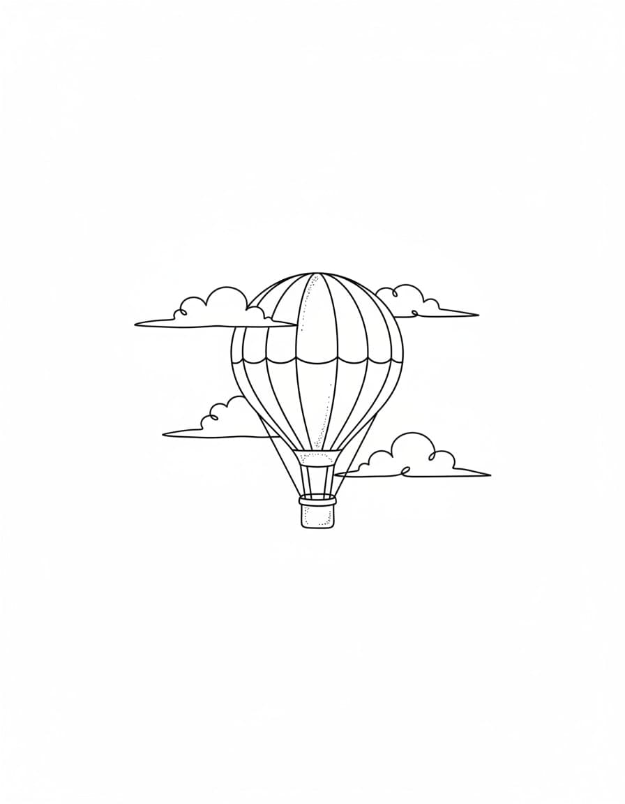 Fine Line Hot Air Balloon Temporary Tattoo