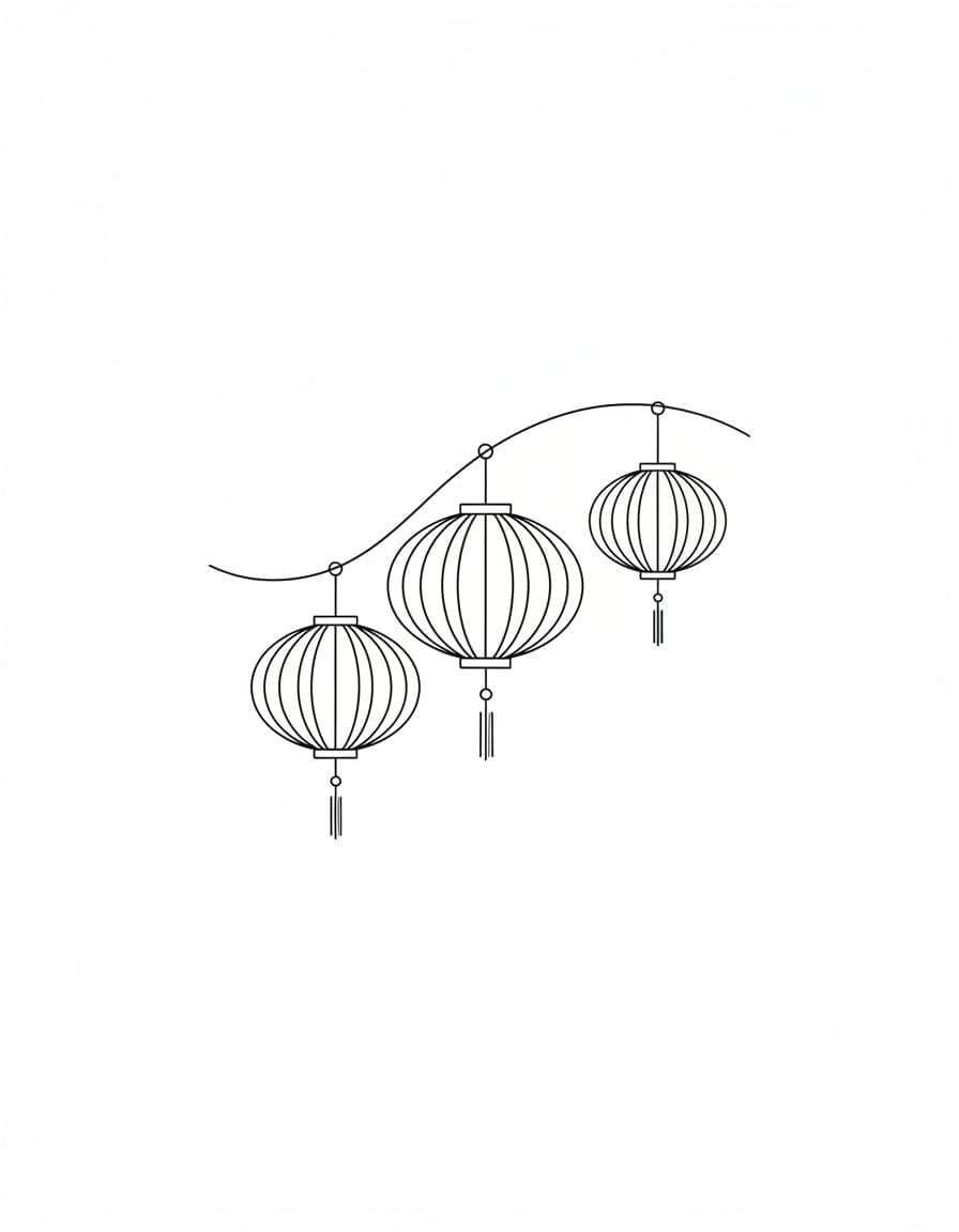 Fine Line Paper Lantern String Temporary Tattoo — view 1