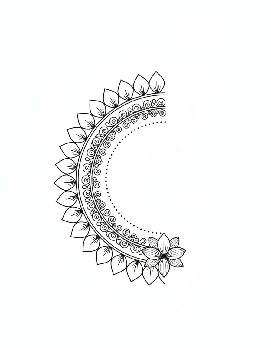 Fine Line Quarter Mandala Corner Temporary Tattoo — view 1