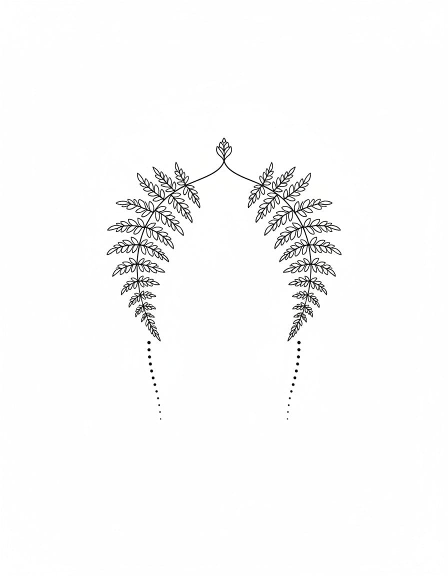 Fine Line Under-Bust Fern Curve Temporary Tattoo — view 1