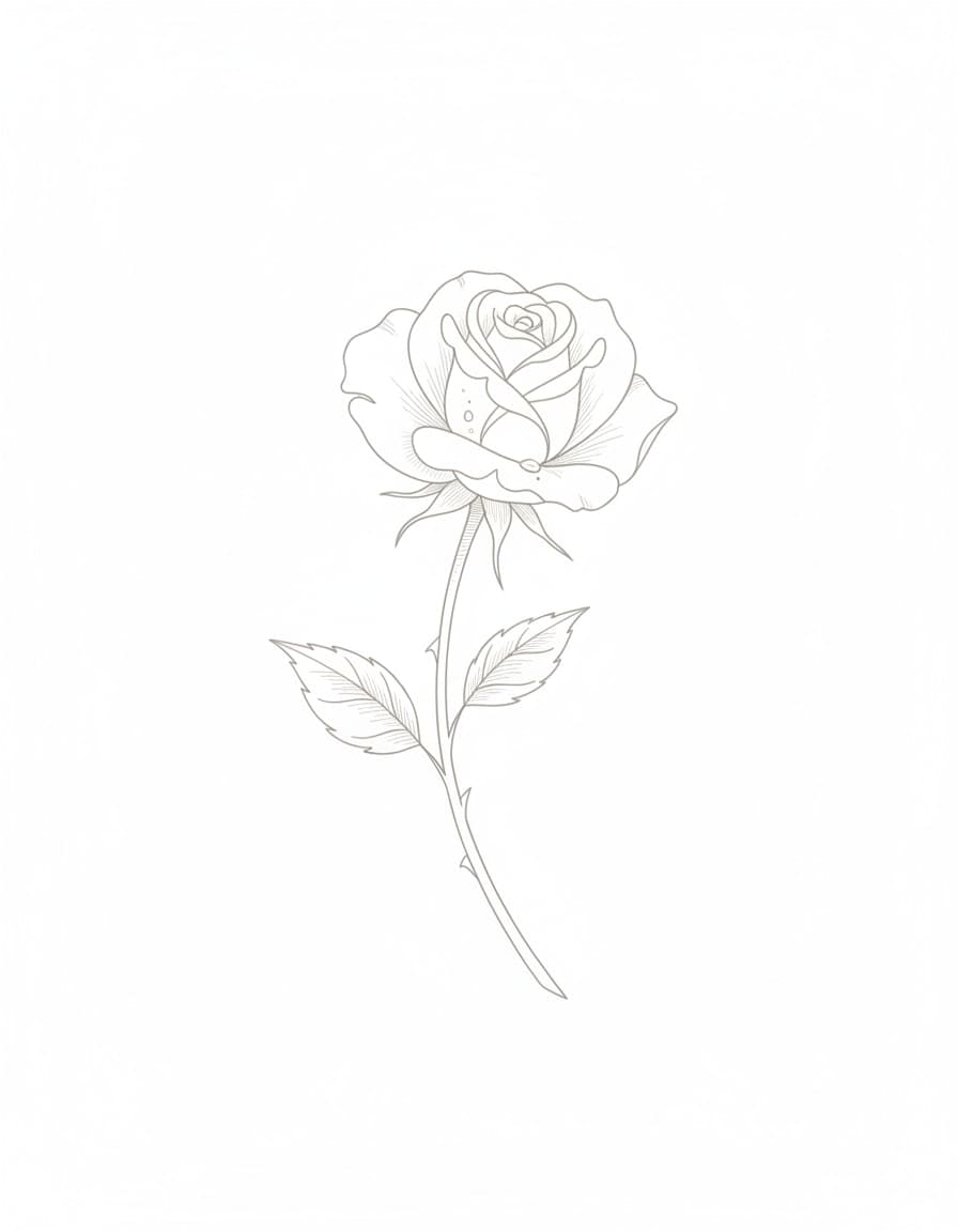 White Rose Stem Temporary Tattoo — view 1