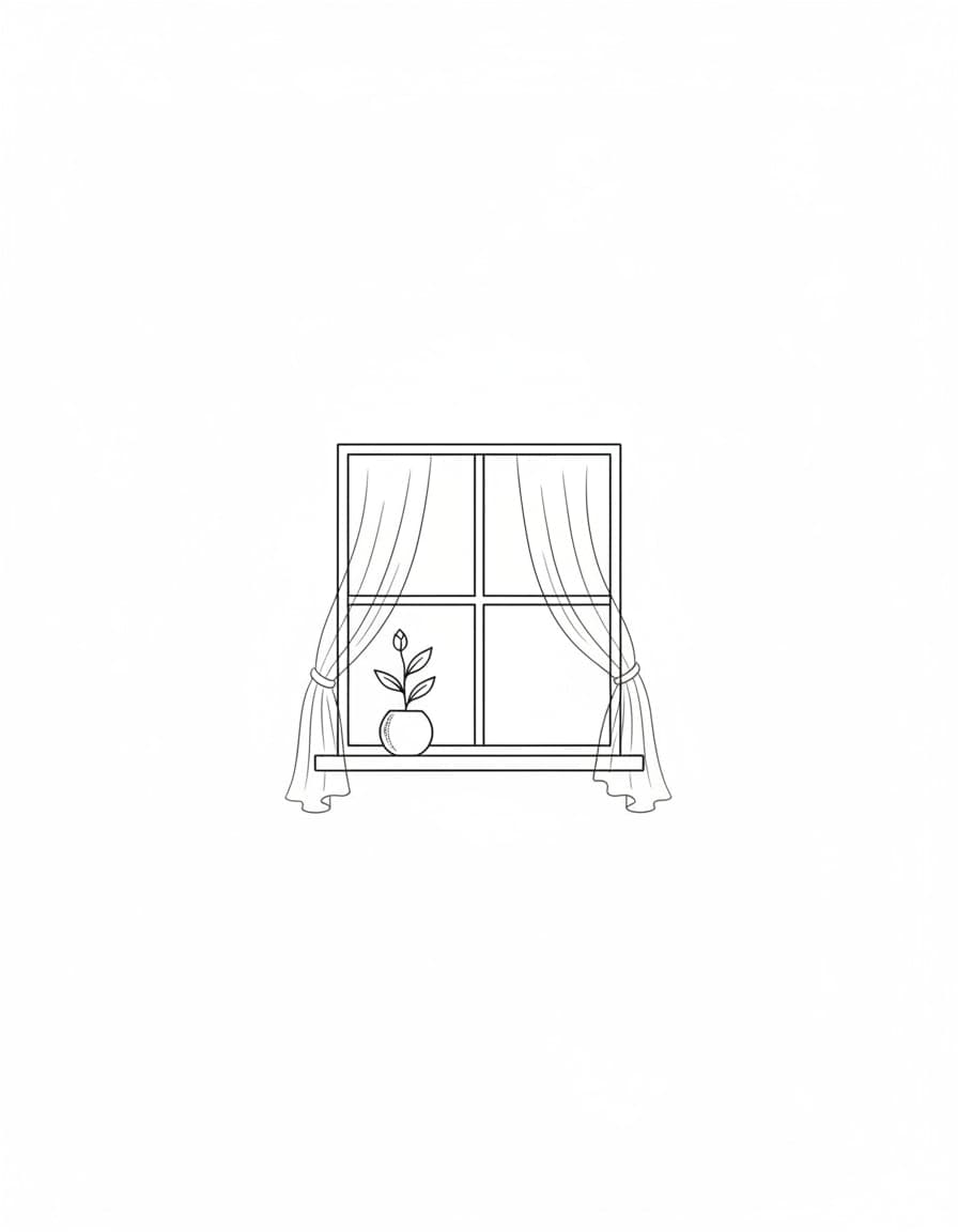 Fine Line Window with Plant Temporary Tattoo