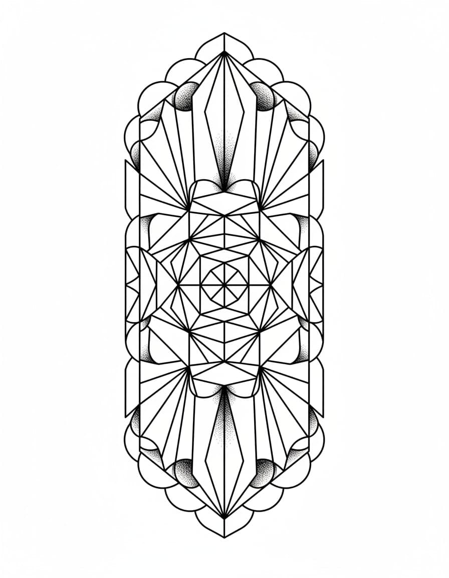 Geometric Art Deco Lace Fan Temporary Tattoo — view 1