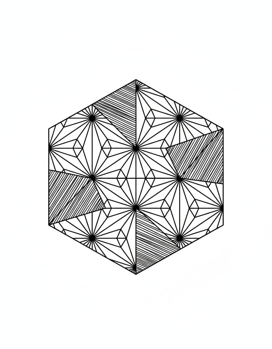 Geometric Asanoha Hexagon Temporary Tattoo