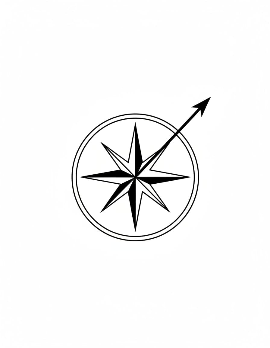 Geometric Compass Rose Arrow Temporary Tattoo — view 1