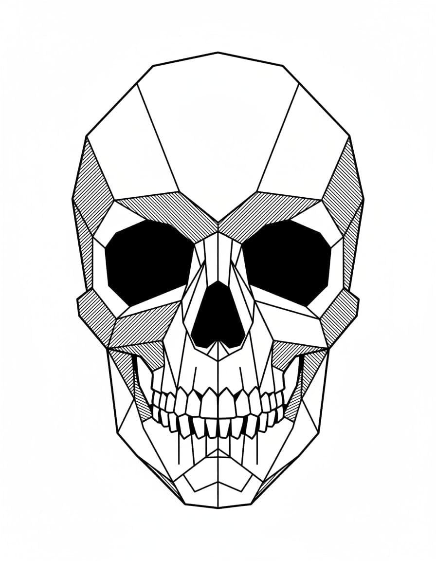 Geometric Crystal Skull Temporary Tattoo — view 1