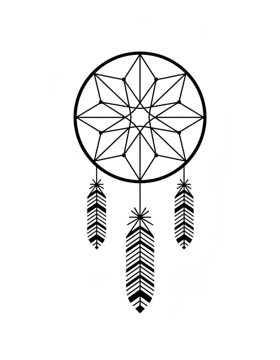 Geometric Double Ring Dream Catcher Temporary Tattoo — view 1