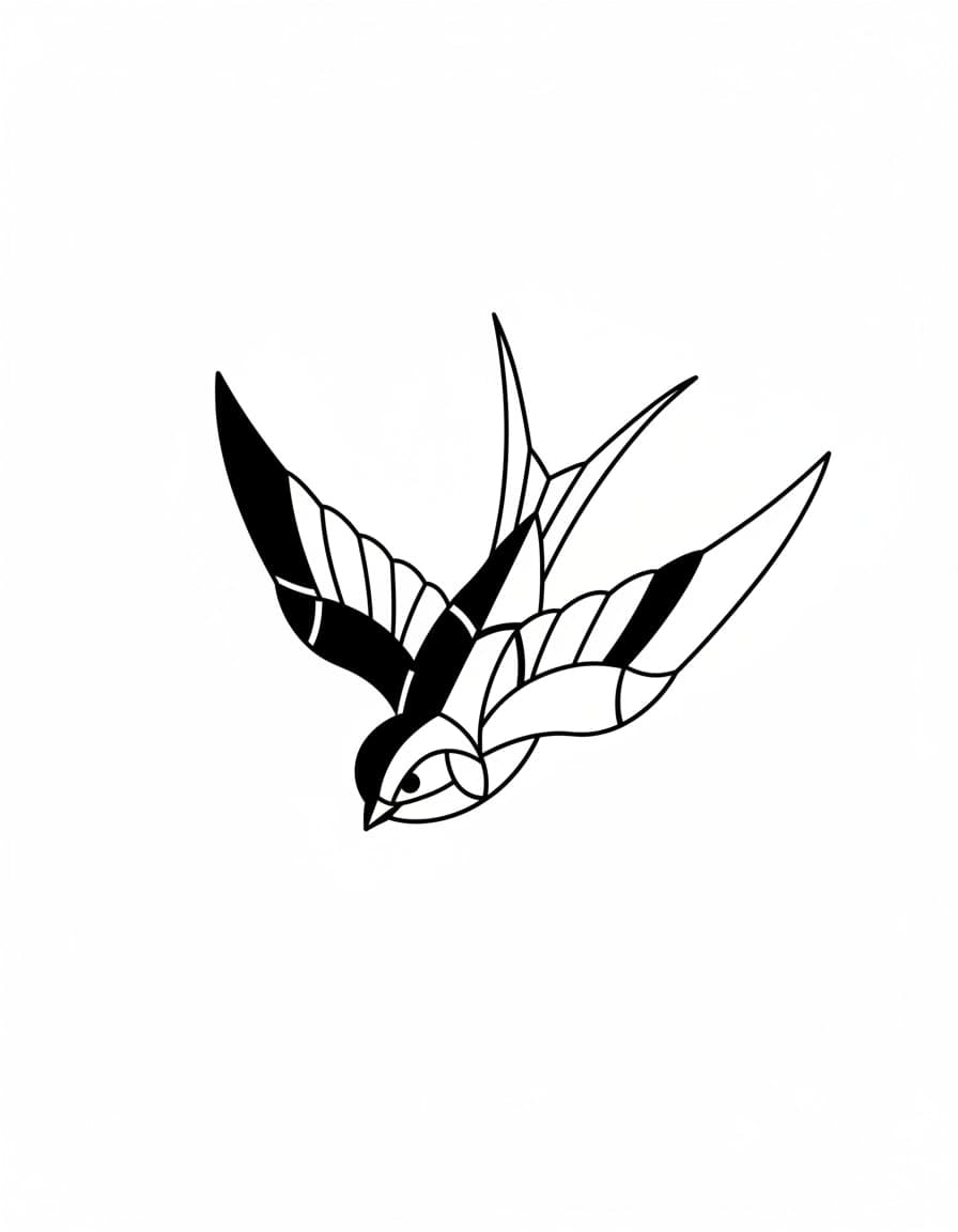 Geometric Geometric Swallow Temporary Tattoo — view 1