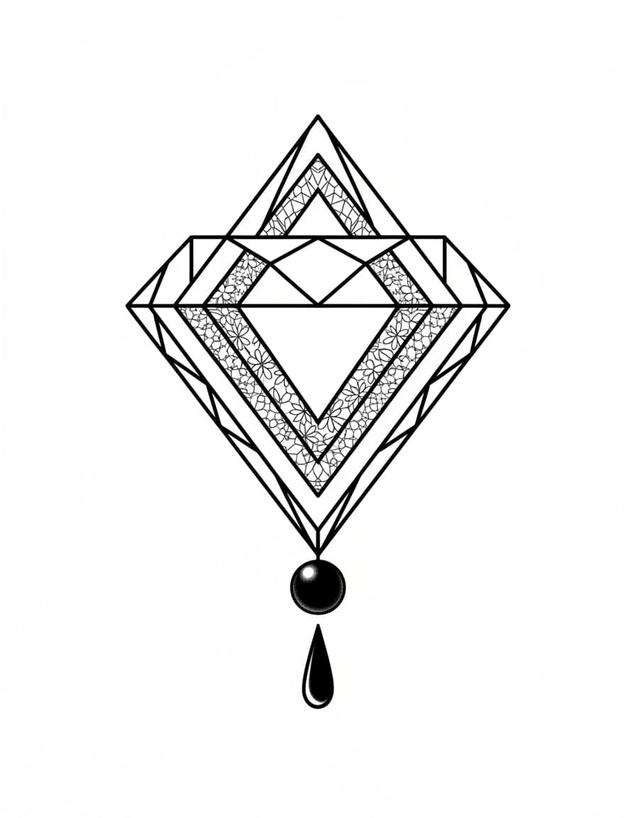 Geometric Lace Diamond Drop Temporary Tattoo — view 1