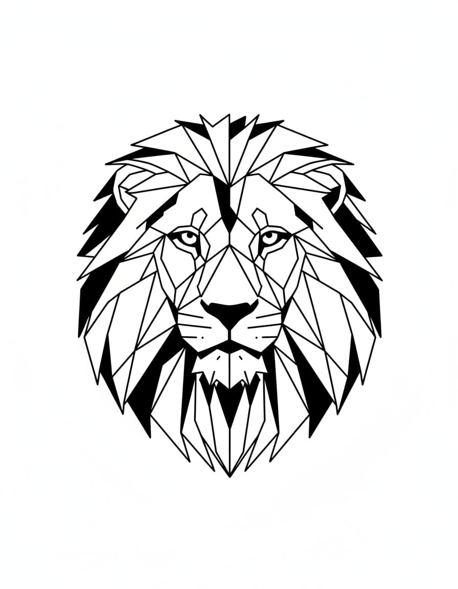 Geometric Low-Poly Lion Temporary Tattoo — view 1