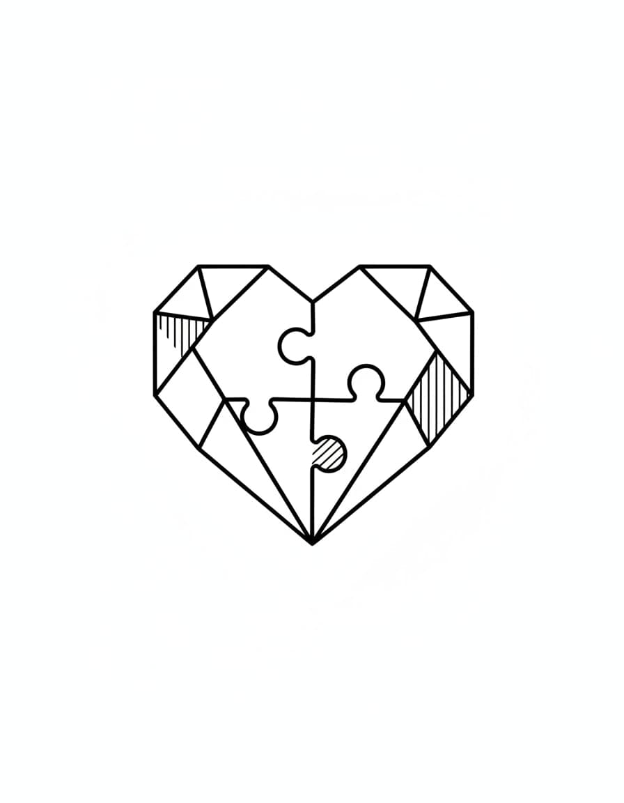 Geometric Puzzle Hearts Temporary Tattoo — view 1