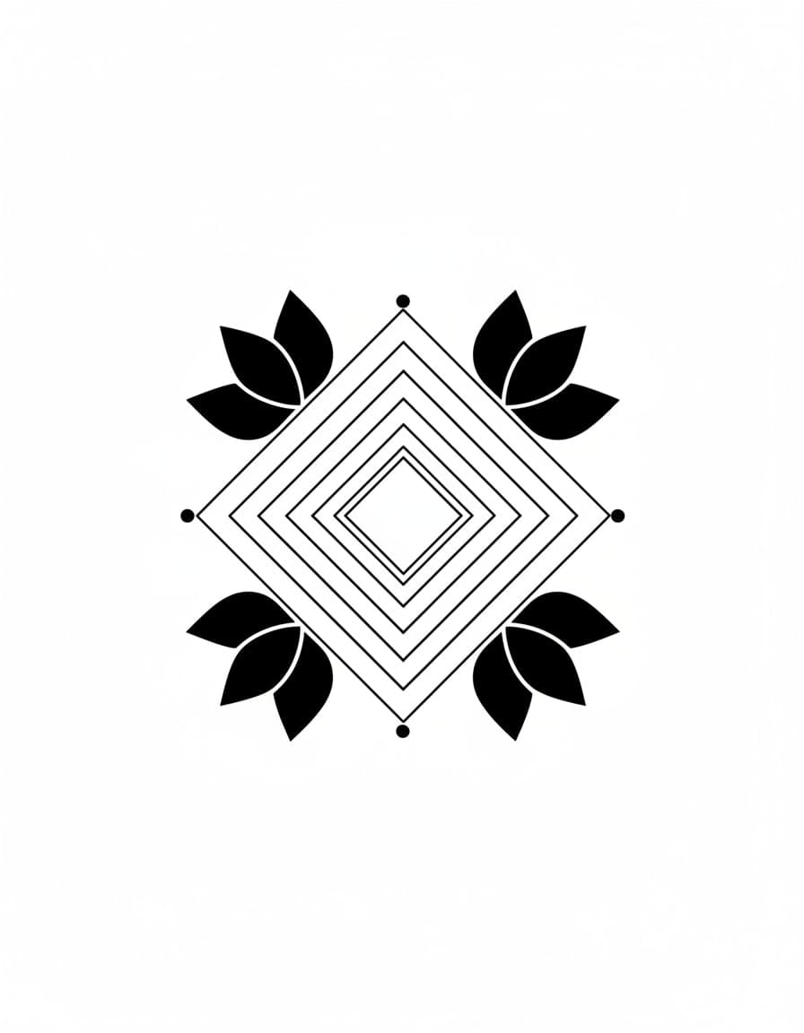 Geometric Rangoli Lotus Grid Temporary Tattoo — view 1