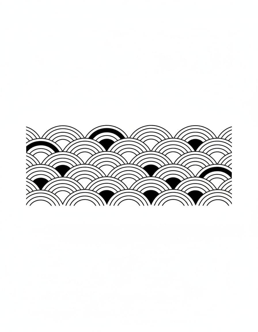 Geometric Seigaiha Wave Band Temporary Tattoo