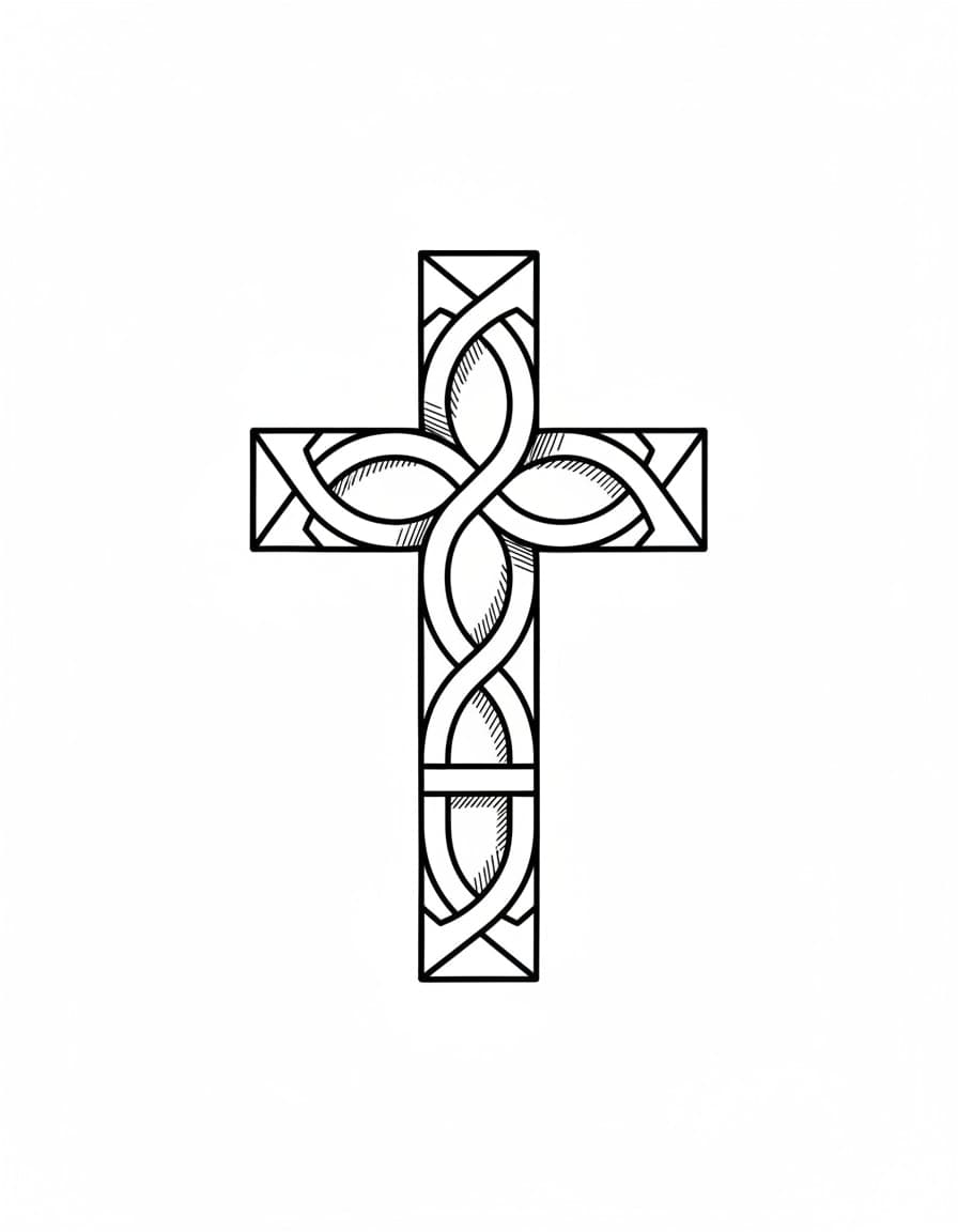 Geometric Trinity Knot Cross Temporary Tattoo