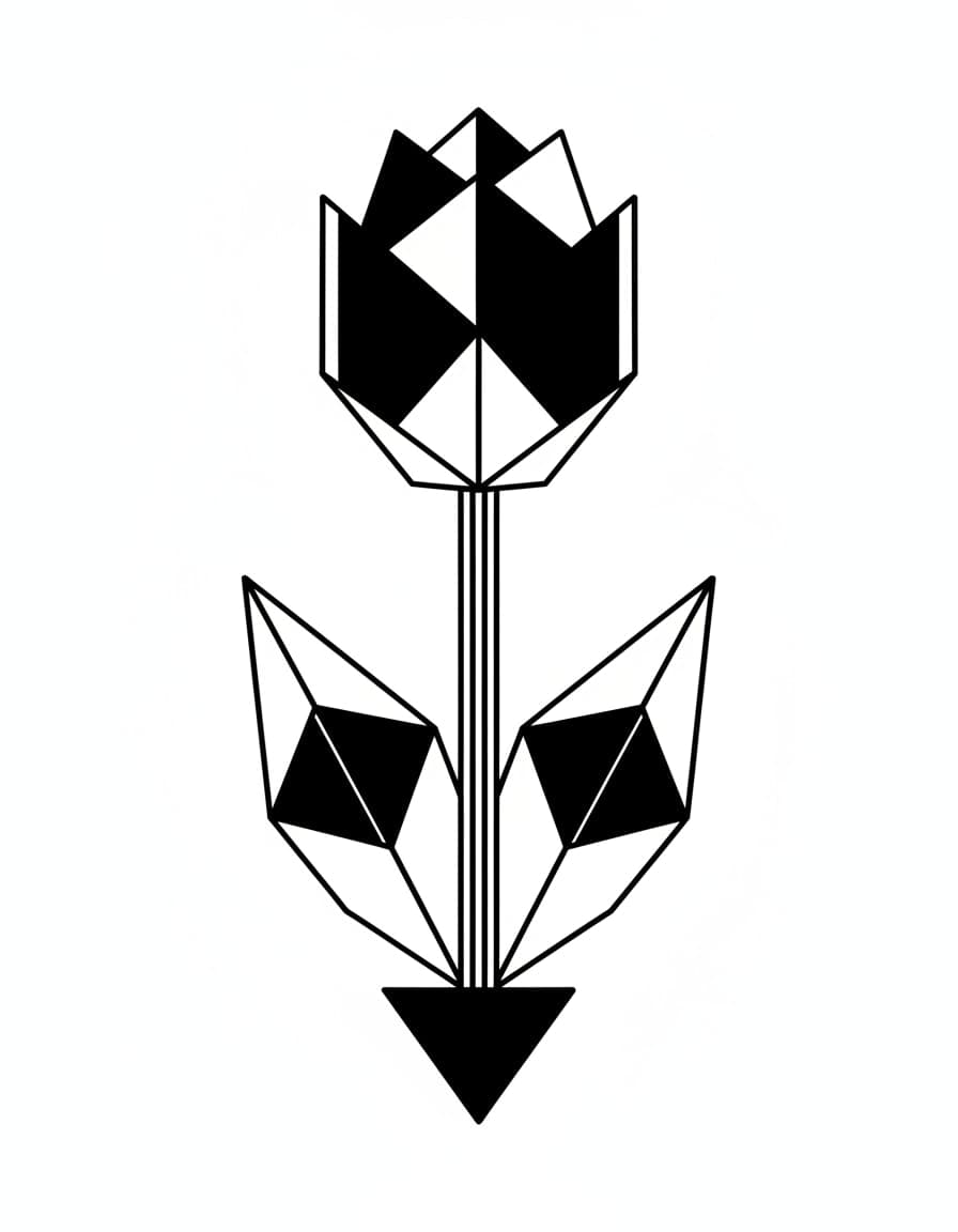Geometric Tulip Facets Temporary Tattoo — view 1