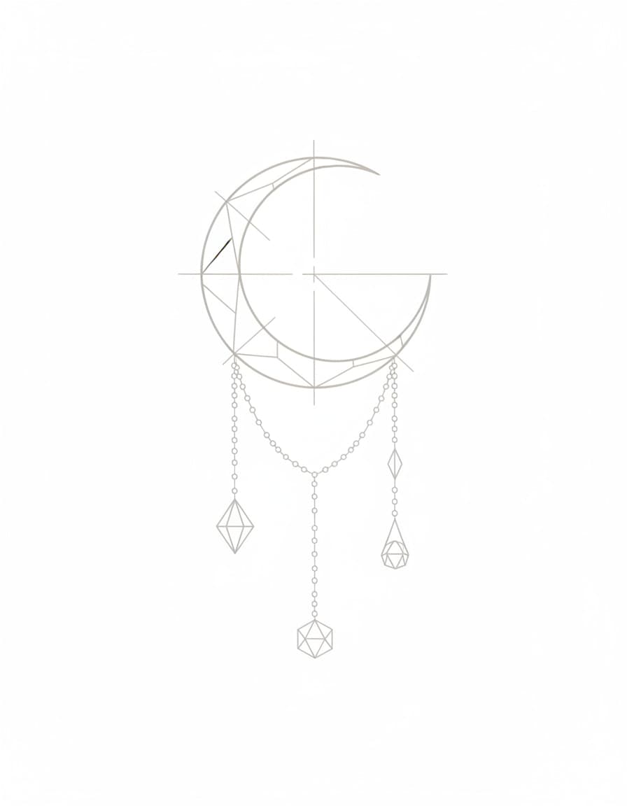 White Crescent Ornament Temporary Tattoo
