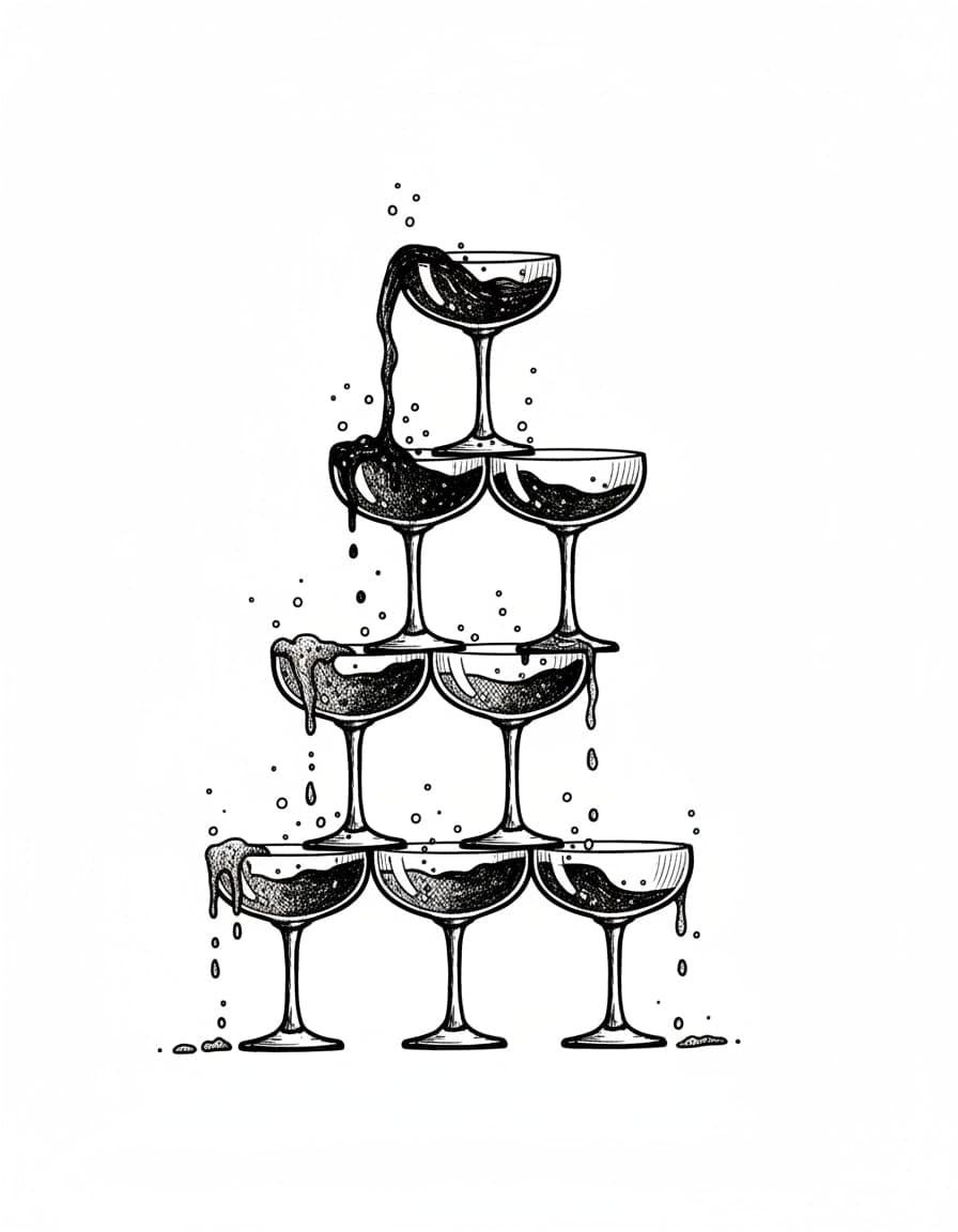 Illustrative Champagne Tower Temporary Tattoo