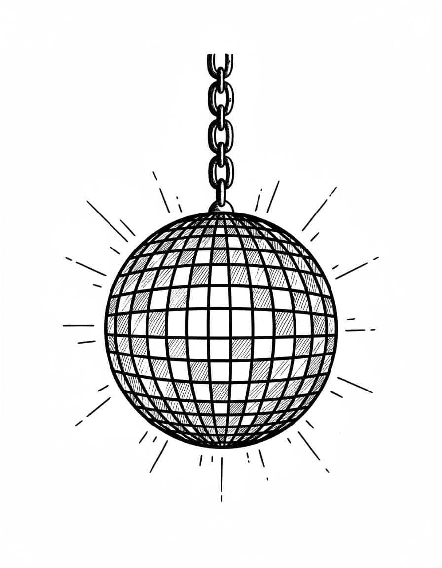 Illustrative Disco Ball Temporary Tattoo