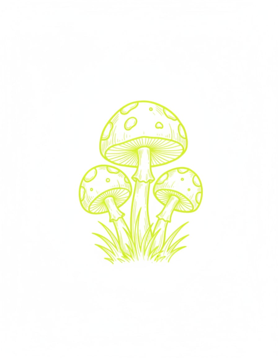 Fluo Mushroom Cluster Temporary Tattoo