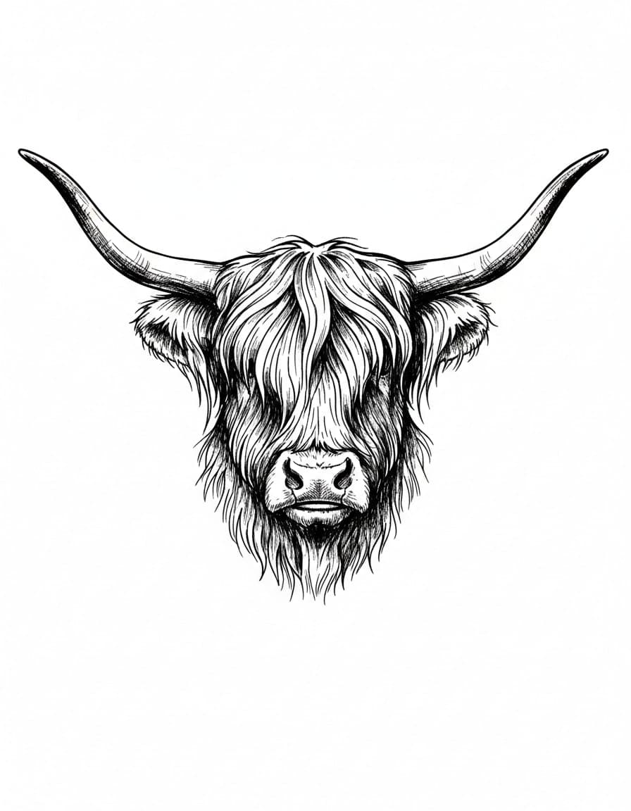 Illustrative Highland Cow Temporary Tattoo