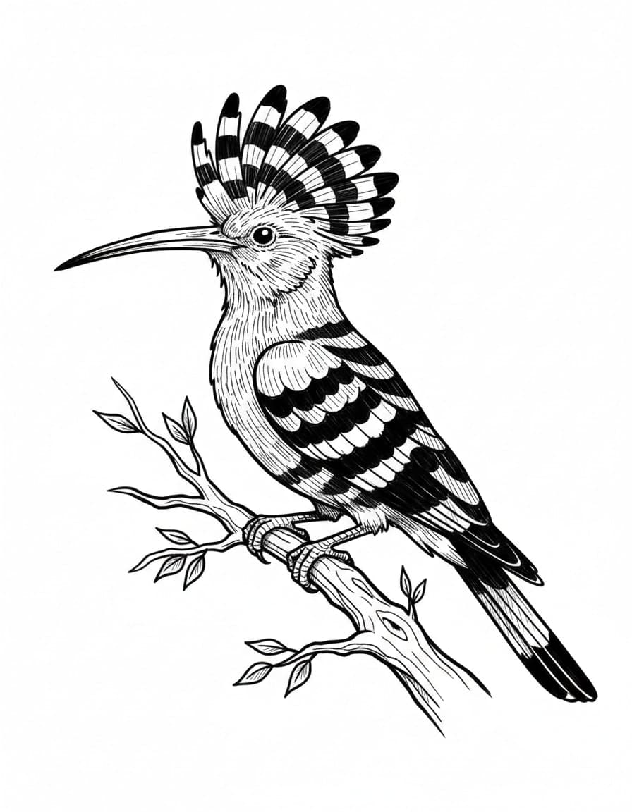 Illustrative Hoopoe Crown Temporary Tattoo