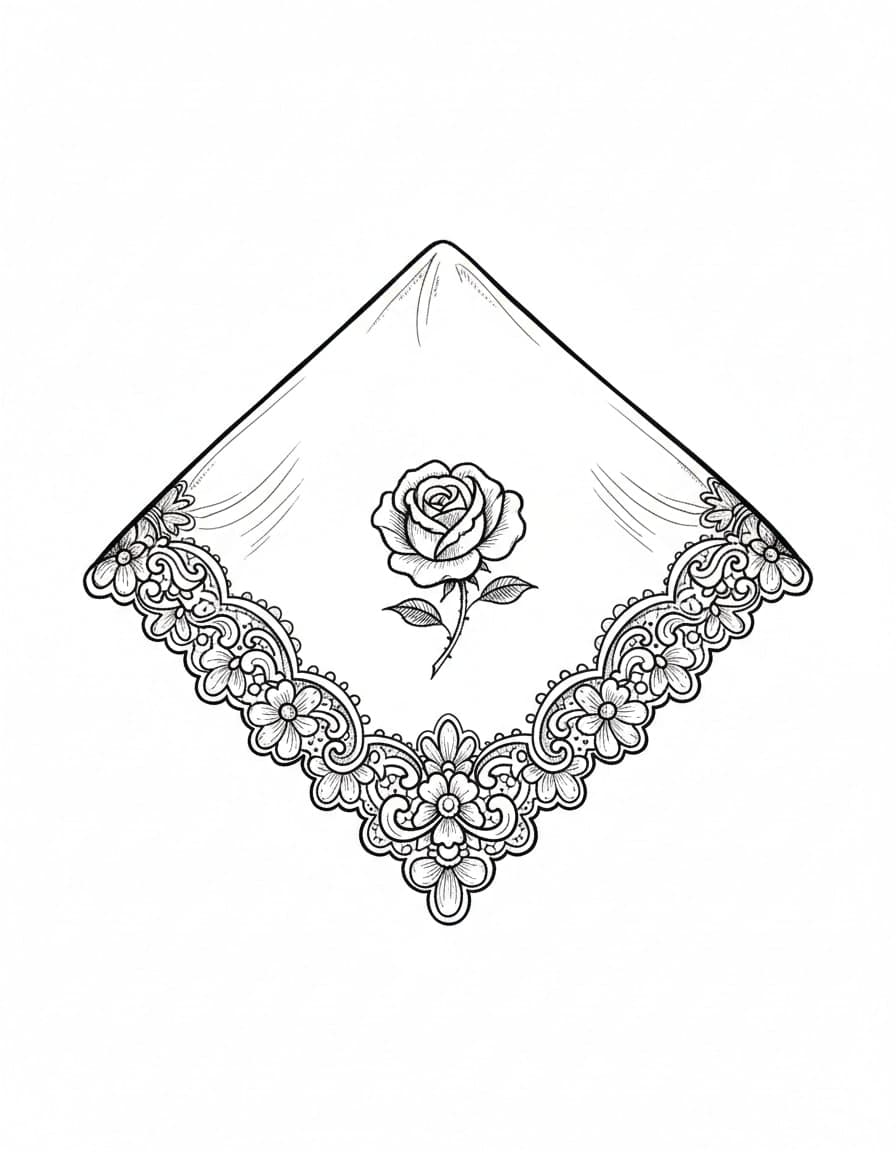 Illustrative Lace Handkerchief Corner Temporary Tattoo