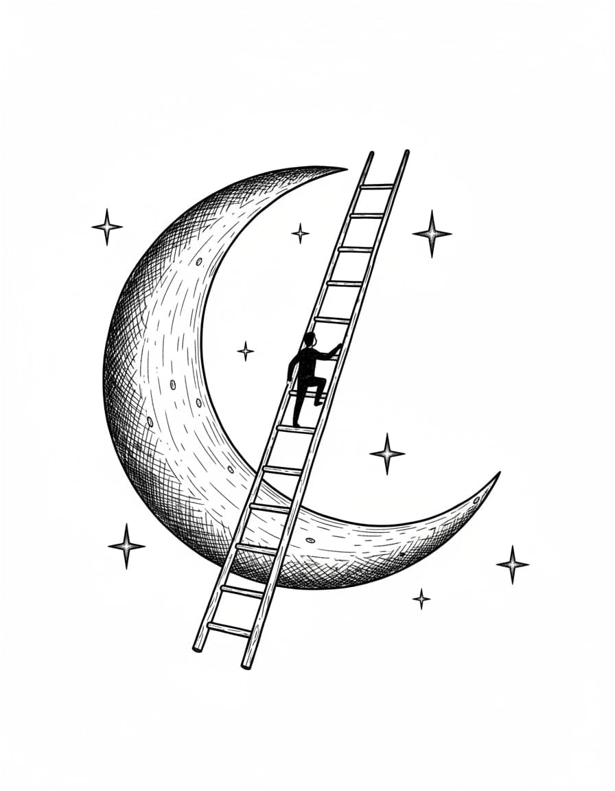 Illustrative Moon Climber Temporary Tattoo