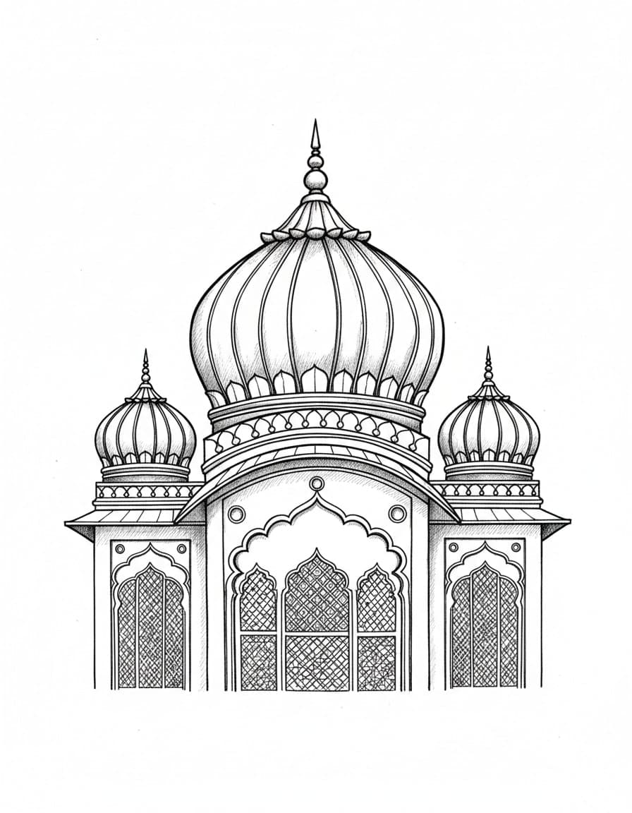 Illustrative Palace Arches and Dome Temporary Tattoo
