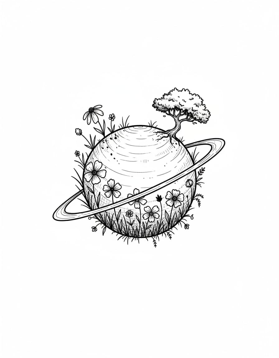 Illustrative Planet Garden Temporary Tattoo