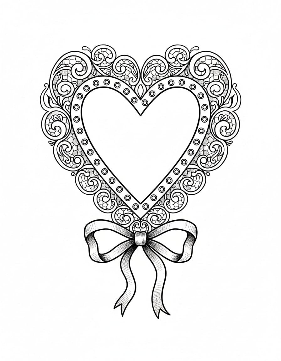 Illustrative Ribbon-Laced Heart Temporary Tattoo
