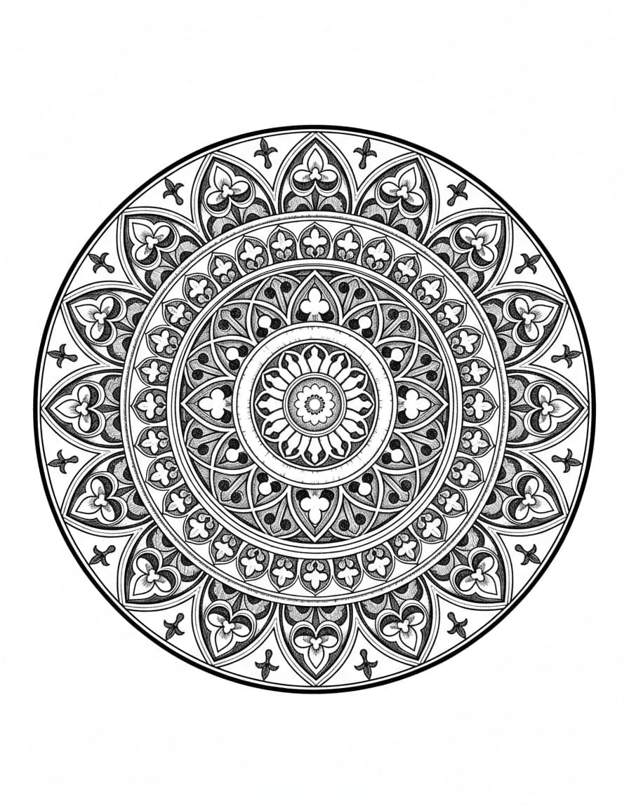 Illustrative Rose Window Mandala Temporary Tattoo — view 1