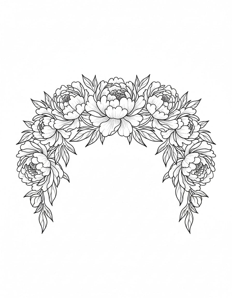 Illustrative Under-Bust Peony Spread Temporary Tattoo