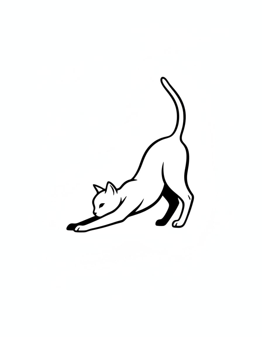 Minimalist Cat Stretch Line Temporary Tattoo — view 1