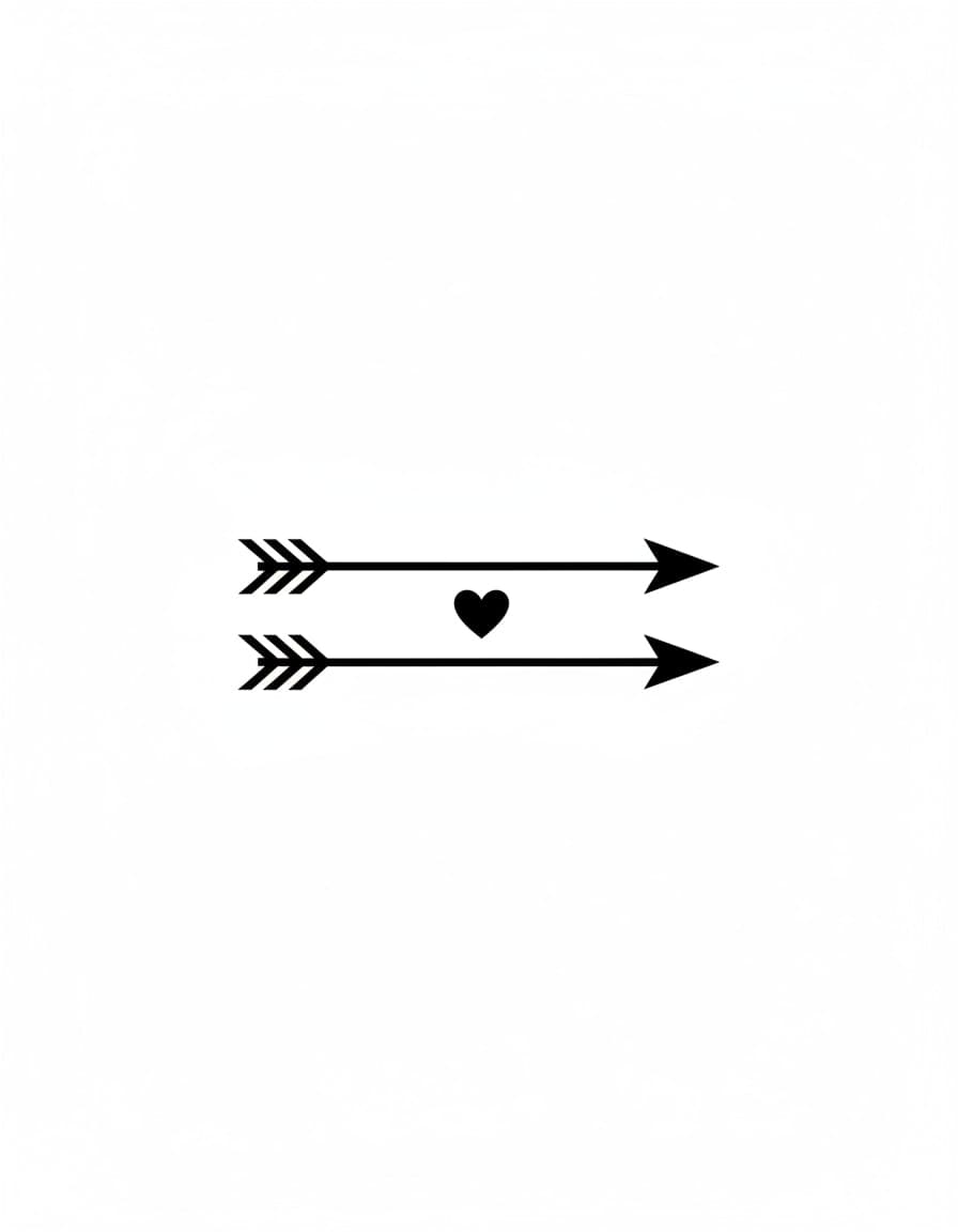 Minimalist Paired Arrows Temporary Tattoo — view 1