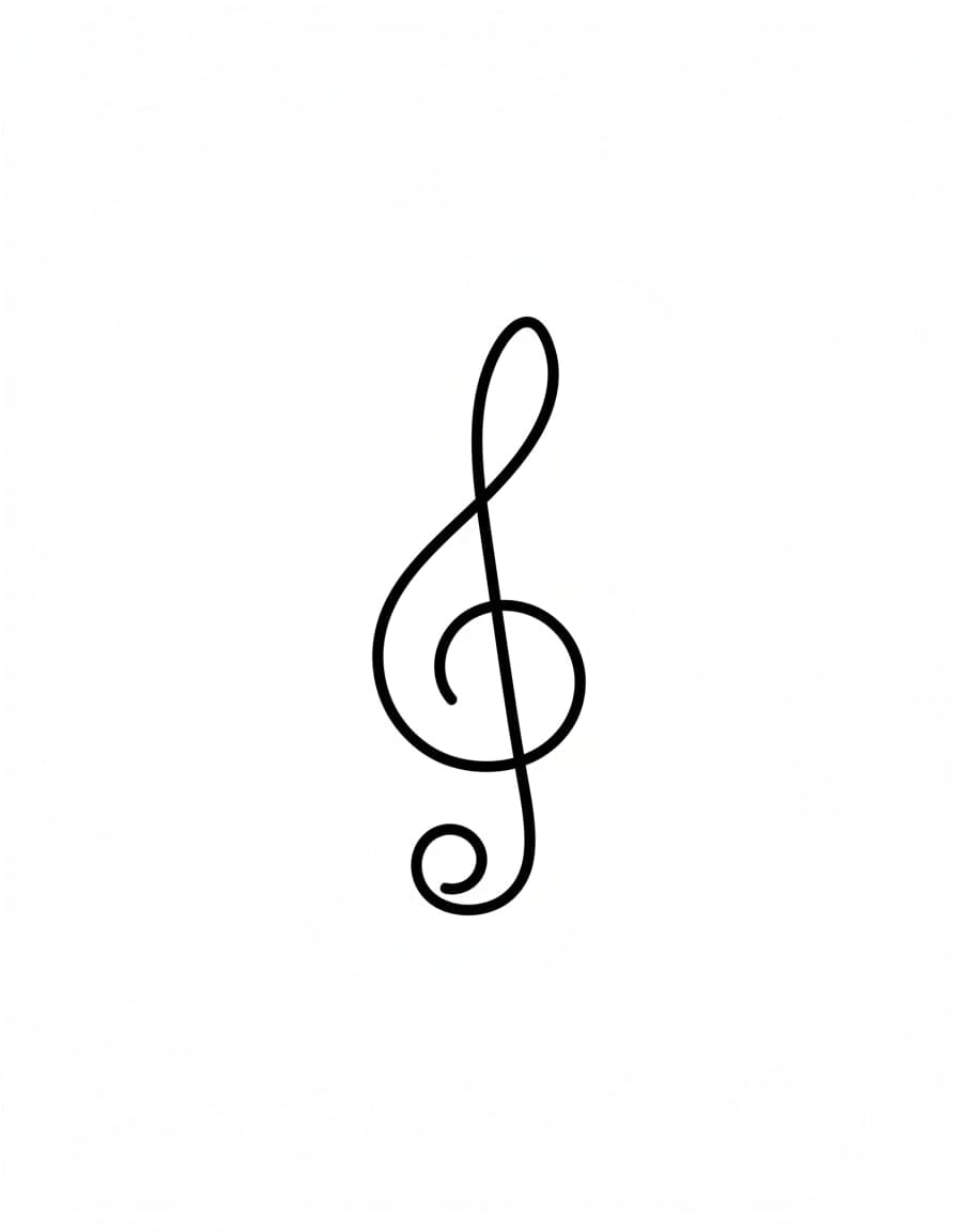Minimalist Tiny Treble Clef Temporary Tattoo — view 1