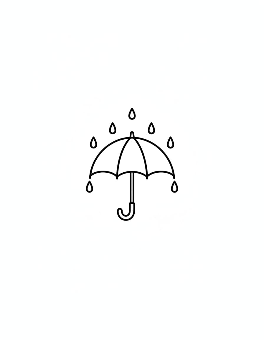 Minimalist Umbrella in the Rain Temporary Tattoo — view 1
